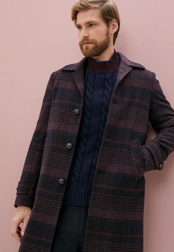 $1,795 ELEVENTY - CASHMERE / WOOL Burgundy / Navy Coat- 40 (50EU)