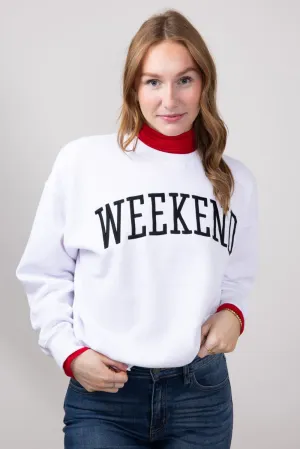 1897 Active Embroidered Weekend Fleece Sweatshirt for Women in White | GT876-WHITE