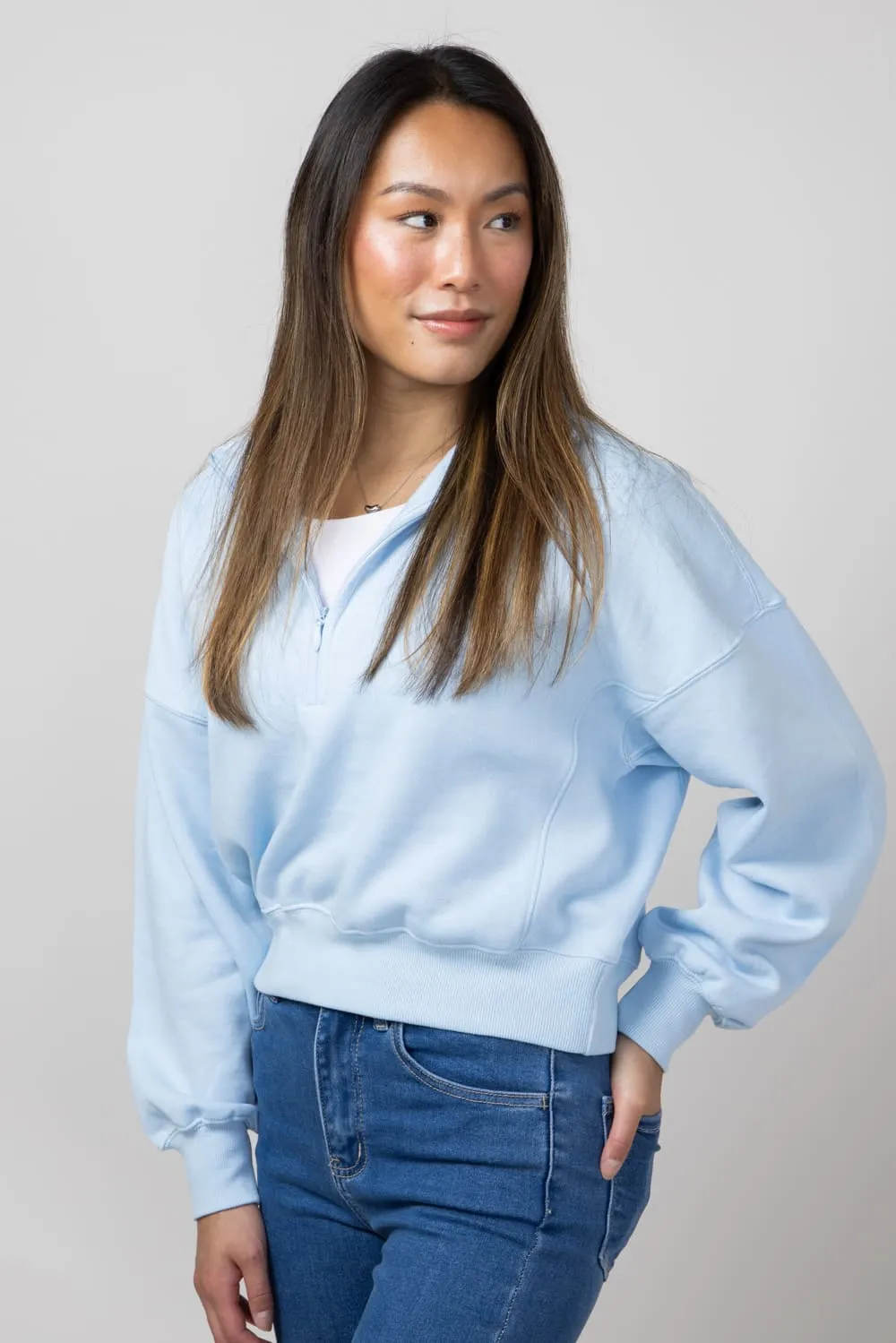 1897 Active ¼ Zip Mock Neck Pullover for Women in Blue | JK240-BLUE