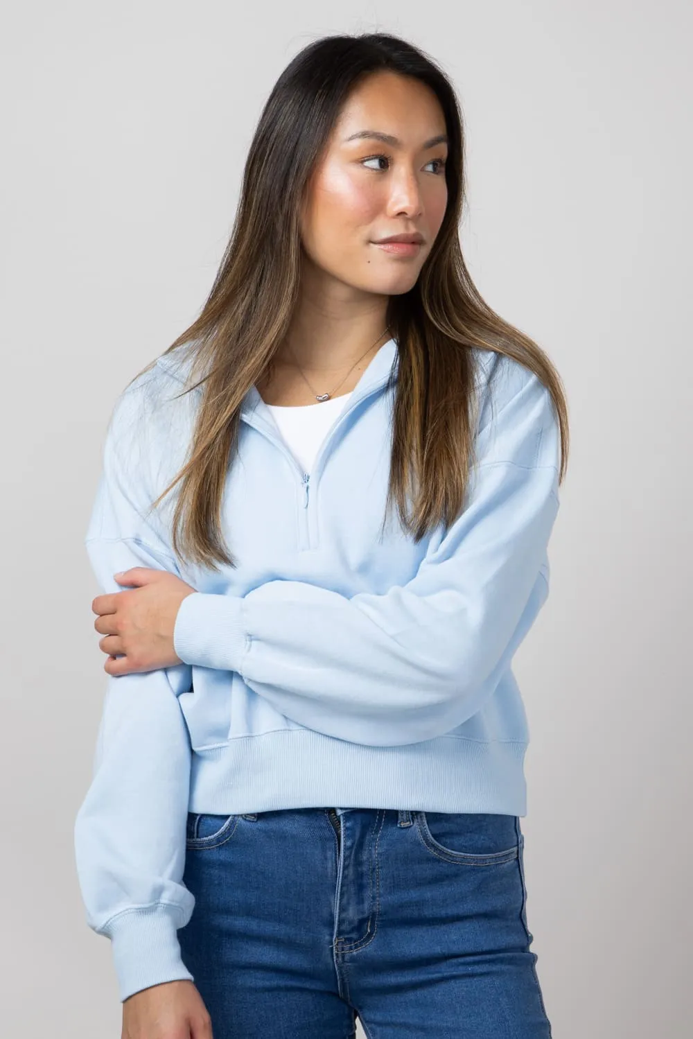 1897 Active ¼ Zip Mock Neck Pullover for Women in Blue | JK240-BLUE