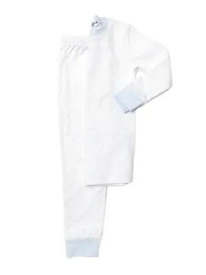 2 Piece Long Loungewear Set | Lt Blue Dots