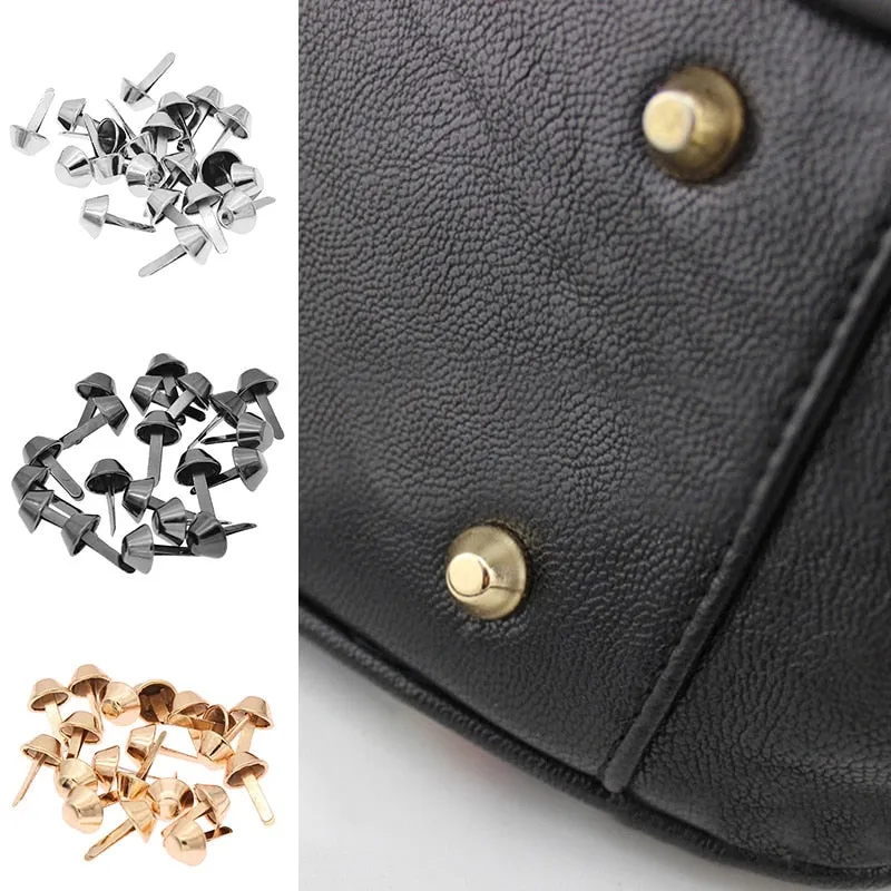 20pcs 12mm Luggage Hardware Base Decorative Two-legged Fork Nails Manual Metal Bag Bottom Nail Foot Nail DIY Bag Accessories New