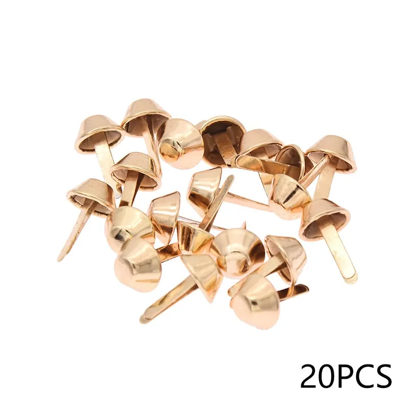 20pcs 12mm Luggage Hardware Base Decorative Two-legged Fork Nails Manual Metal Bag Bottom Nail Foot Nail DIY Bag Accessories New