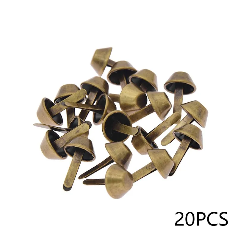 20pcs 12mm Luggage Hardware Base Decorative Two-legged Fork Nails Manual Metal Bag Bottom Nail Foot Nail DIY Bag Accessories New