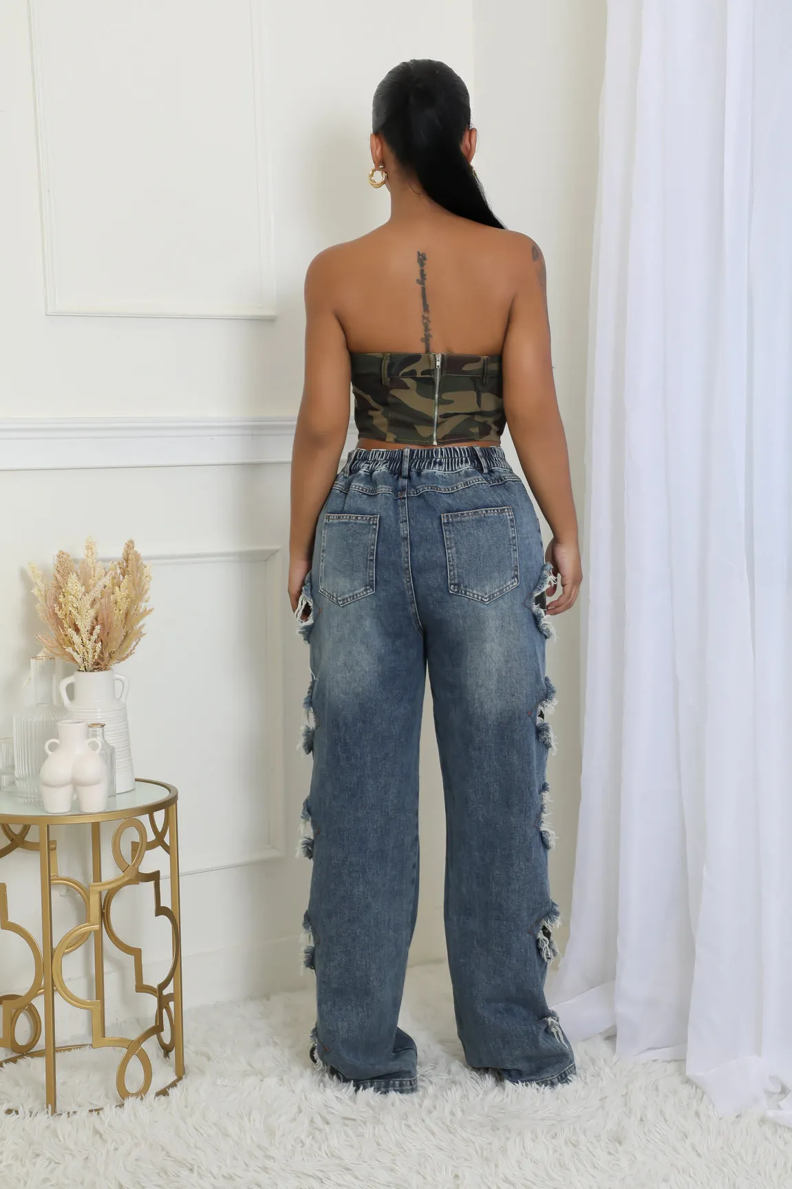 28100P - DENIM CAMO PATCH PANTS (4PCS)