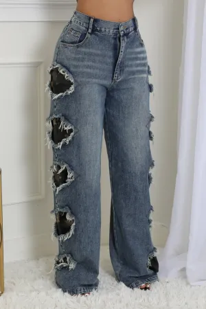 28100P - DENIM CAMO PATCH PANTS (4PCS)