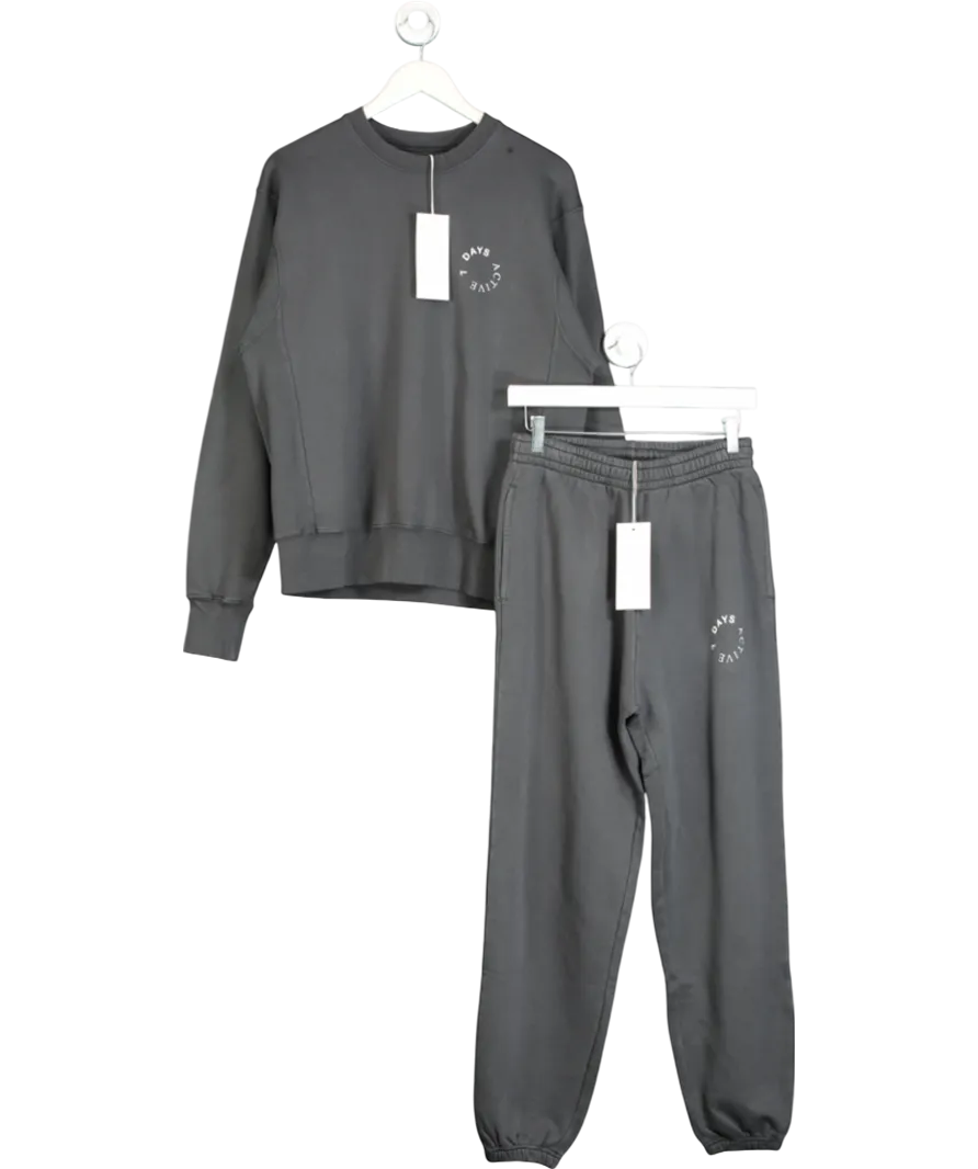 7 Days Active Grey Monday 100% Organic Cotton 2-piece lounge tracksuit Set UK S