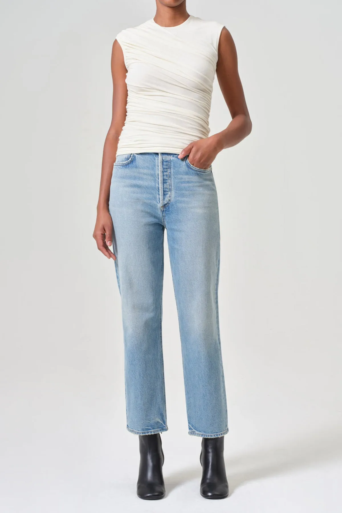 90'S Pinch Waist Crop in Ripple