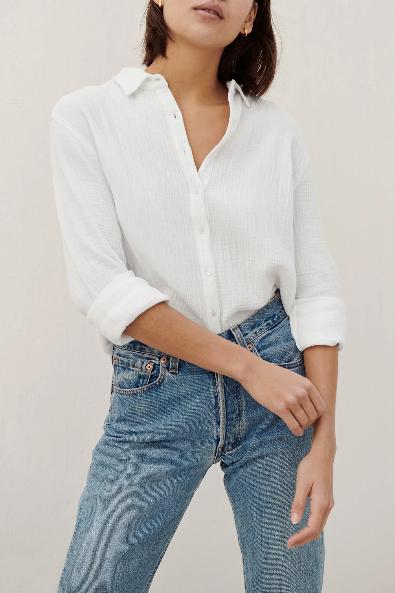 ADRAS Gauze Blouse in White