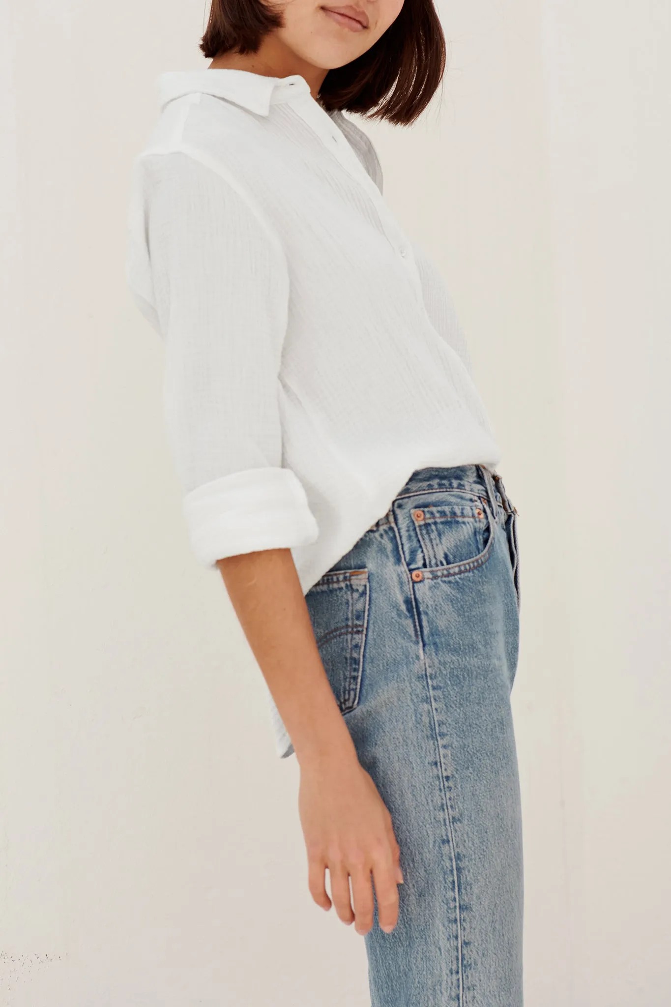 ADRAS Gauze Blouse in White
