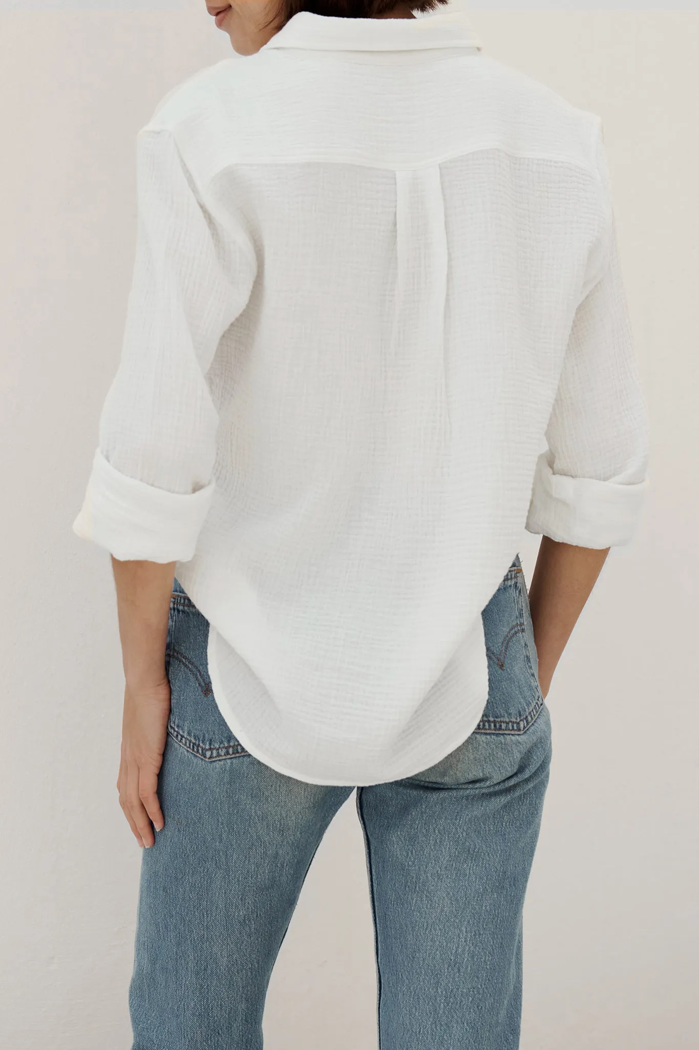 ADRAS Gauze Blouse in White