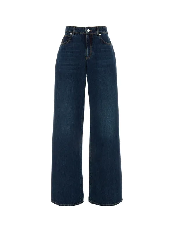 Alexander Mcqueen Navy Denim Pants