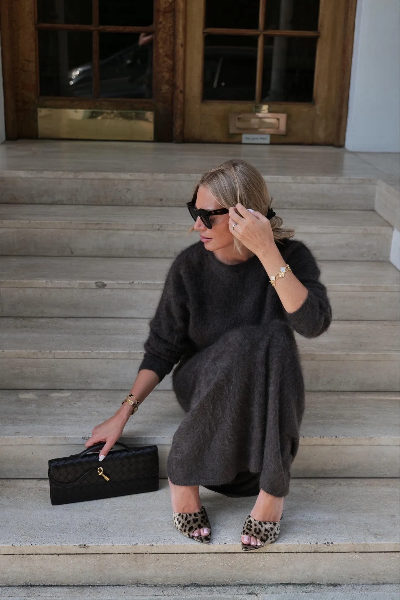 almada label Brown Umi Brushed Cashmere Skirt UK S