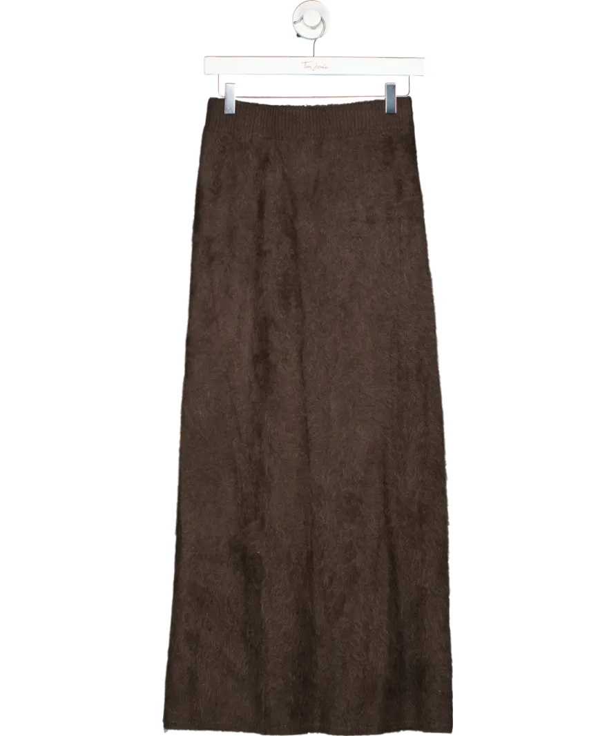 almada label Brown Umi Brushed Cashmere Skirt UK S