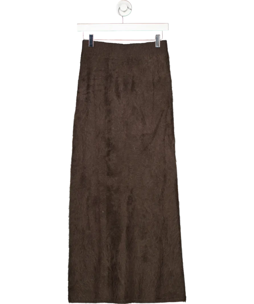 almada label Brown Umi Brushed Cashmere Skirt UK S