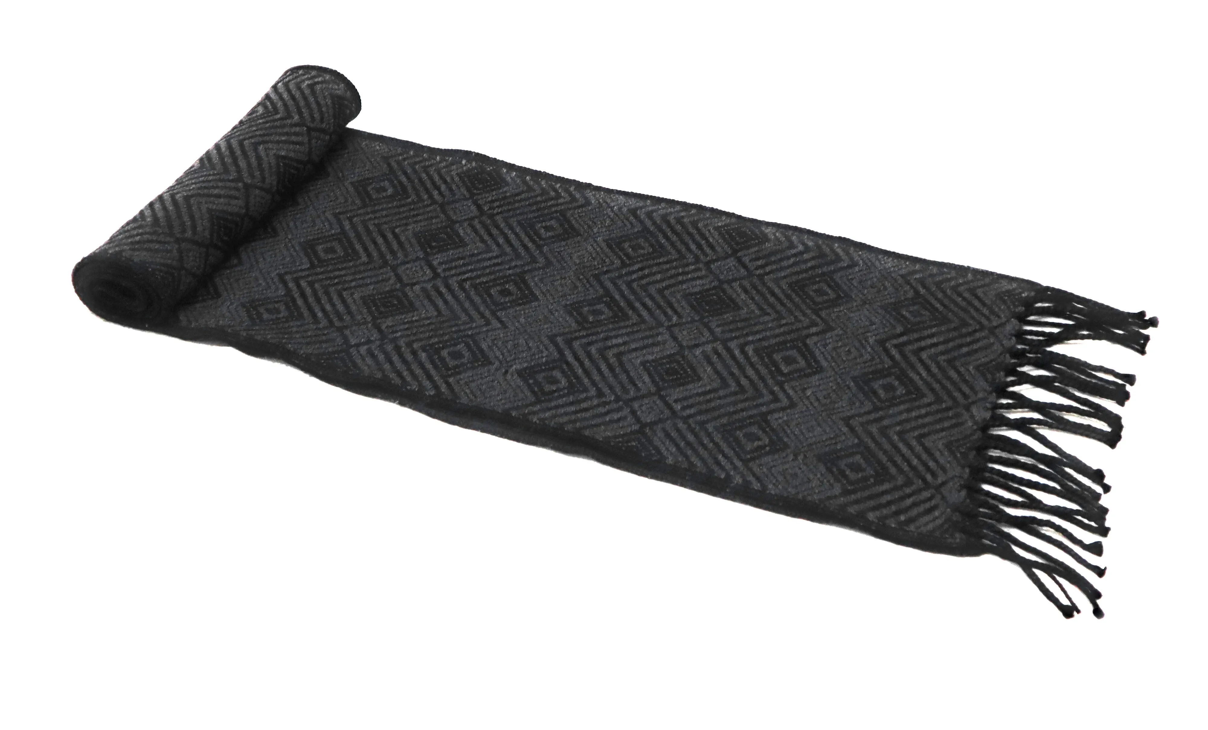 Alpaca Wool Blend Scarf Authentic Peruvian Natural Fiber Wool 60"L x 8"W. Black, Dark & Light Gray. UNISEX.