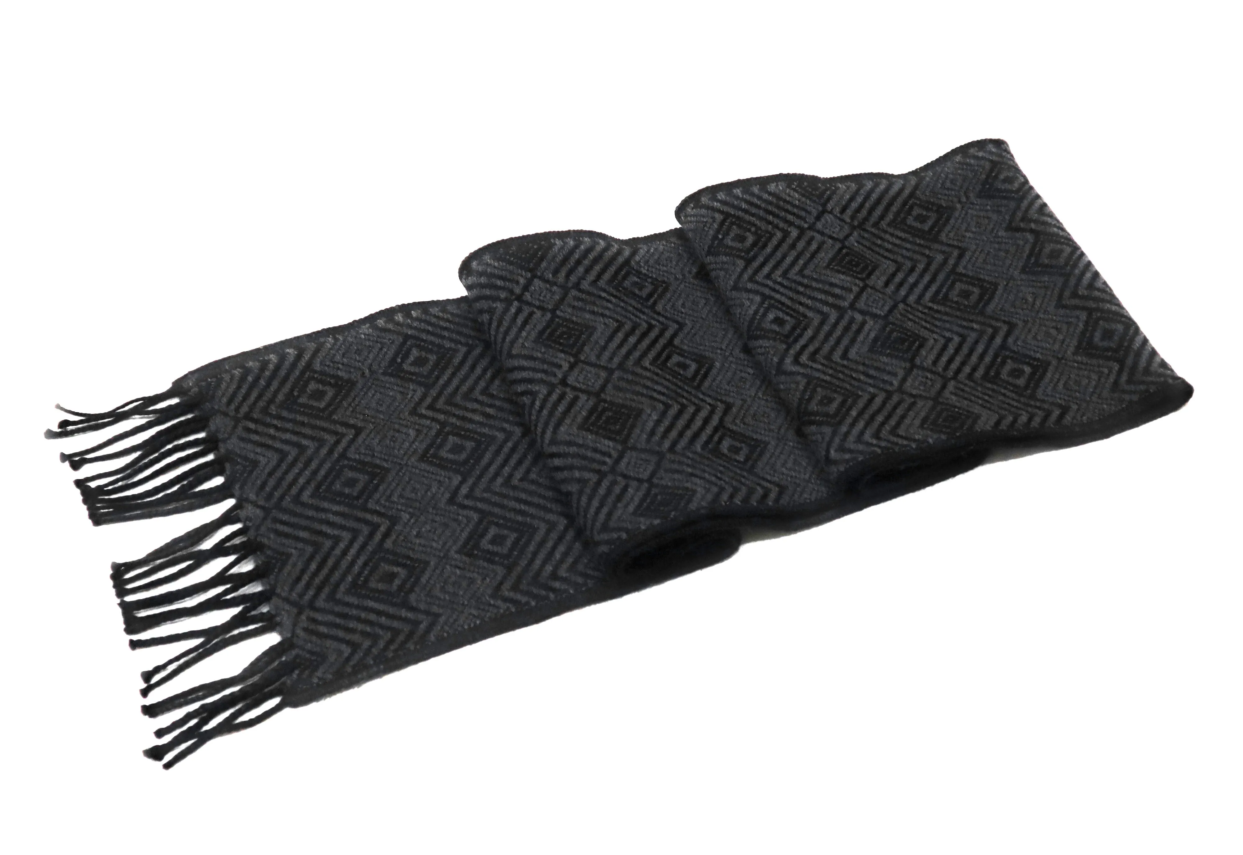 Alpaca Wool Blend Scarf Authentic Peruvian Natural Fiber Wool 60"L x 8"W. Black, Dark & Light Gray. UNISEX.
