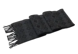 Alpaca Wool Blend Scarf Authentic Peruvian Natural Fiber Wool 60"L x 8"W. Black, Dark & Light Gray. UNISEX.