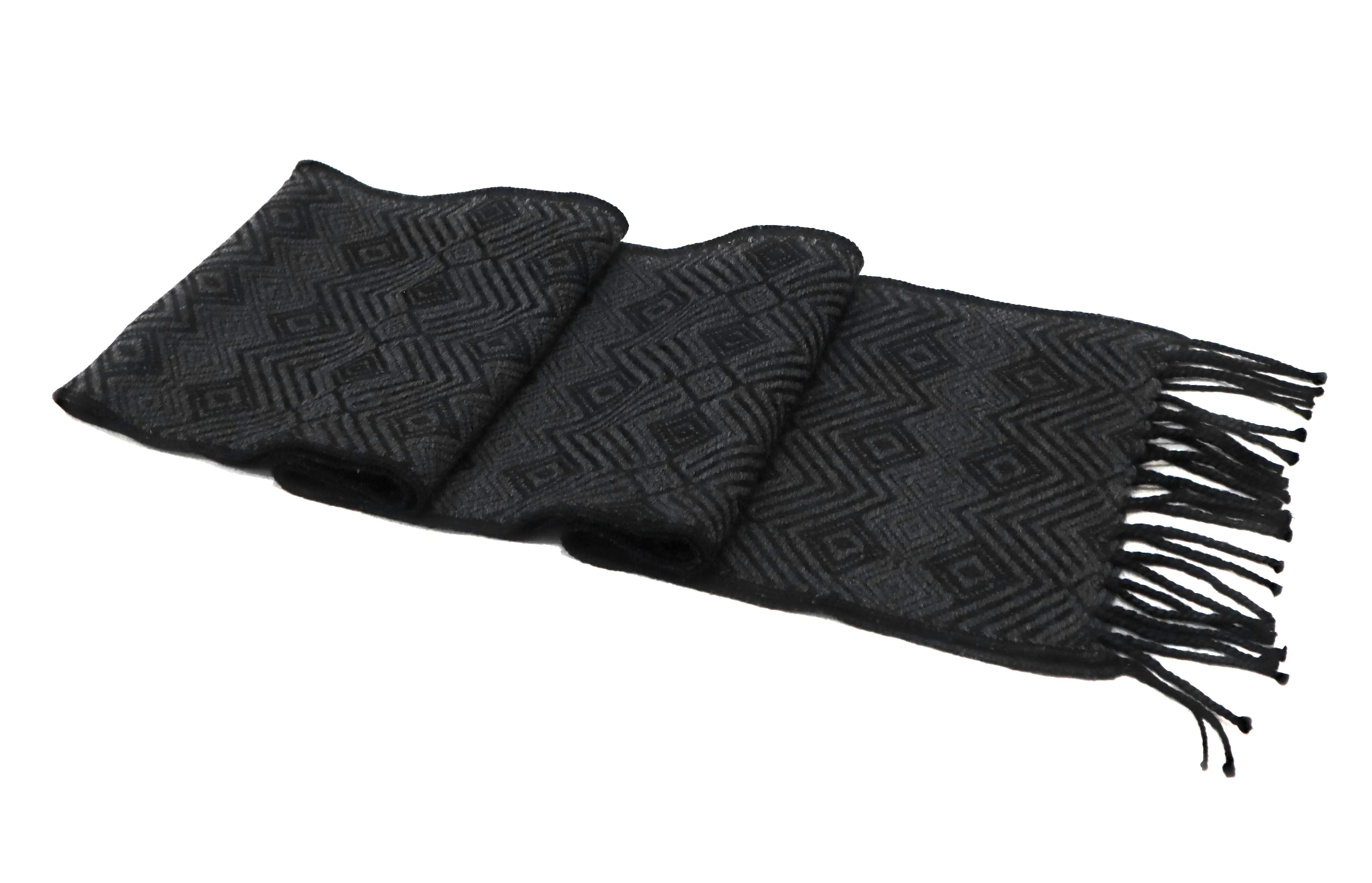 Alpaca Wool Blend Scarf Authentic Peruvian Natural Fiber Wool 60"L x 8"W. Black, Dark & Light Gray. UNISEX.