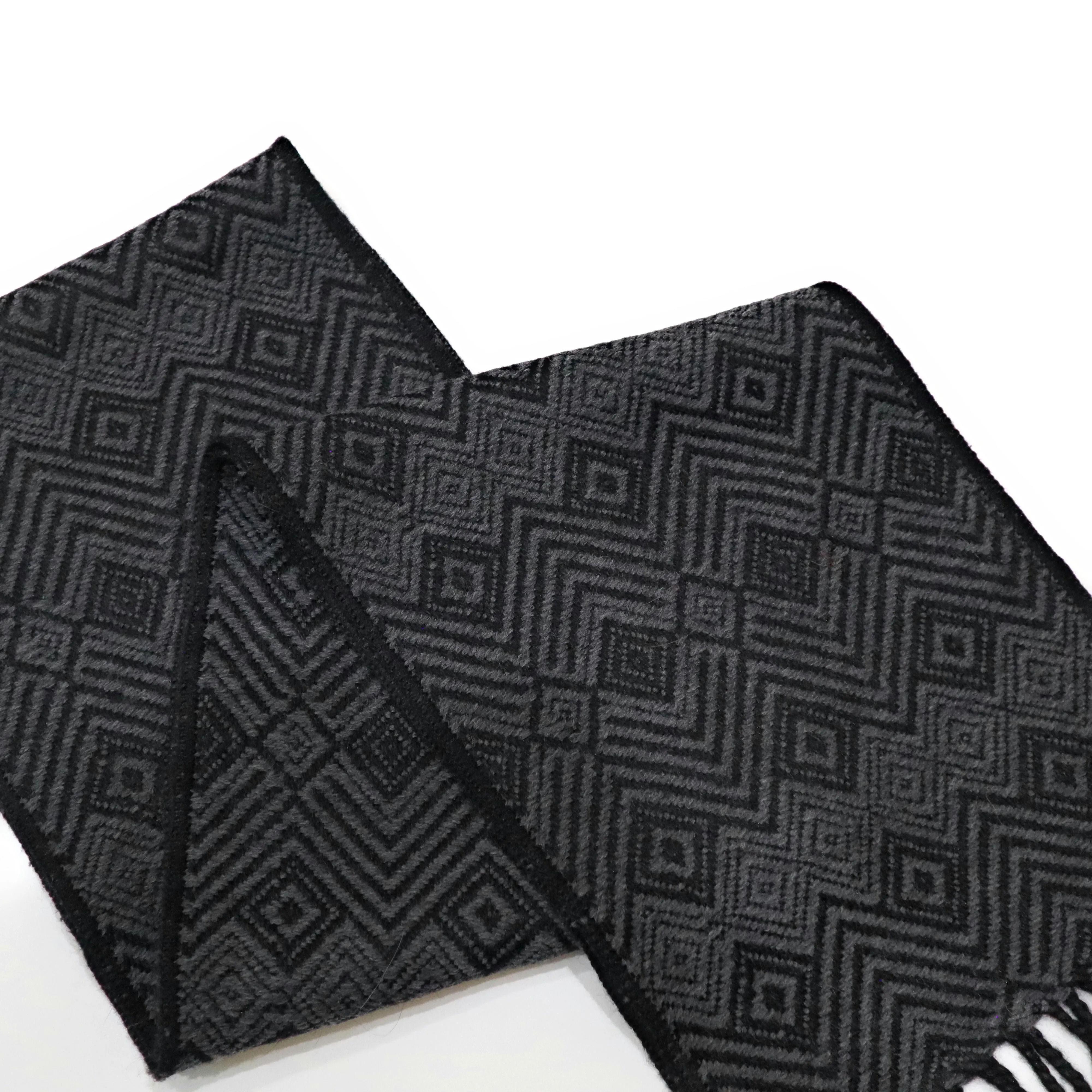 Alpaca Wool Blend Scarf Authentic Peruvian Natural Fiber Wool 60"L x 8"W. Black, Dark & Light Gray. UNISEX.