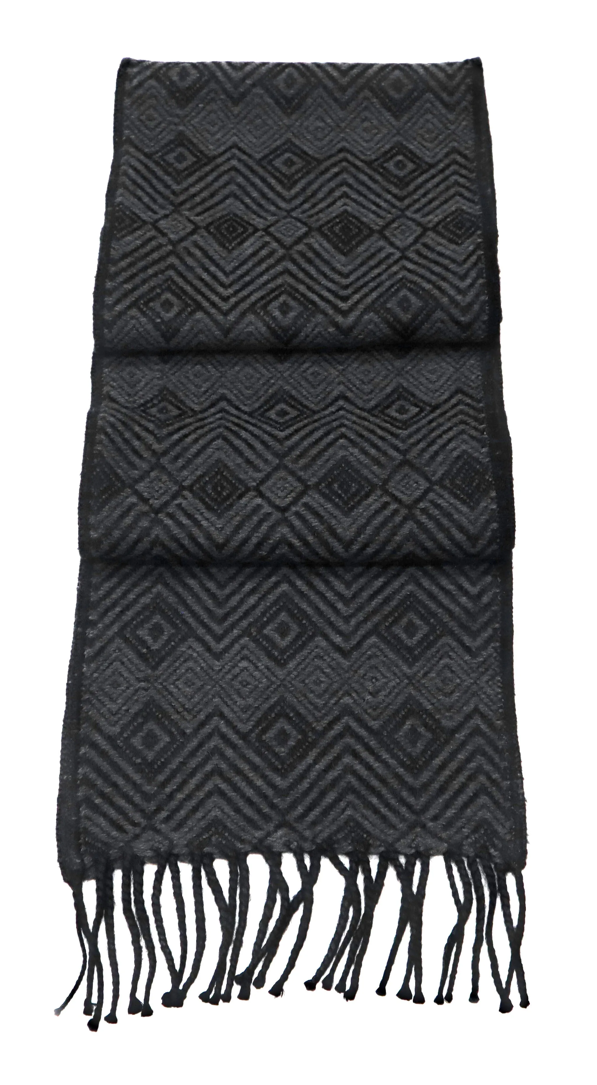 Alpaca Wool Blend Scarf Authentic Peruvian Natural Fiber Wool 60"L x 8"W. Black, Dark & Light Gray. UNISEX.