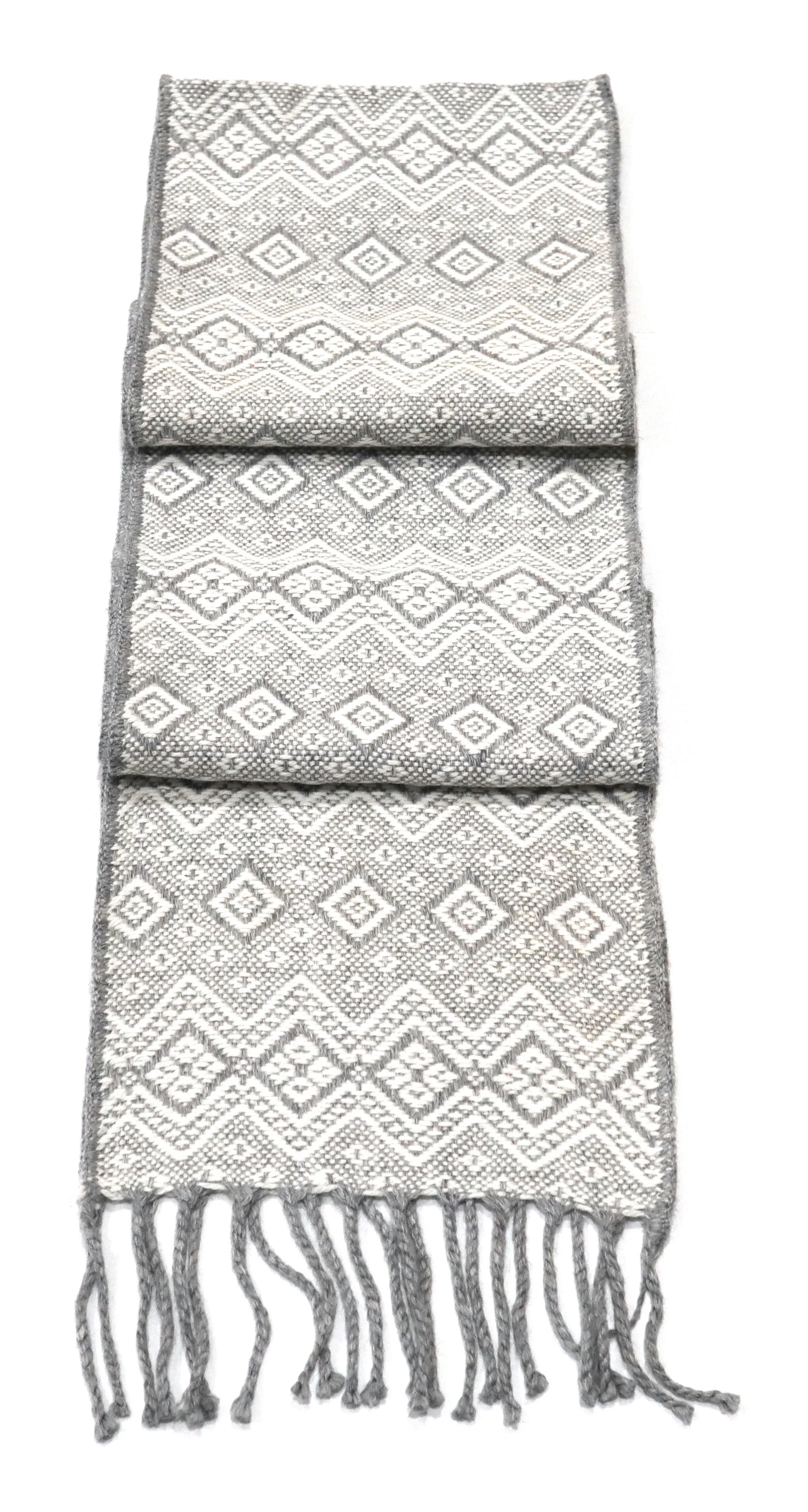 Alpaca Wool Blend Scarf Authentic Peruvian Natural Fiber Wool 60"L x 8"W. Light Gray UNISEX.