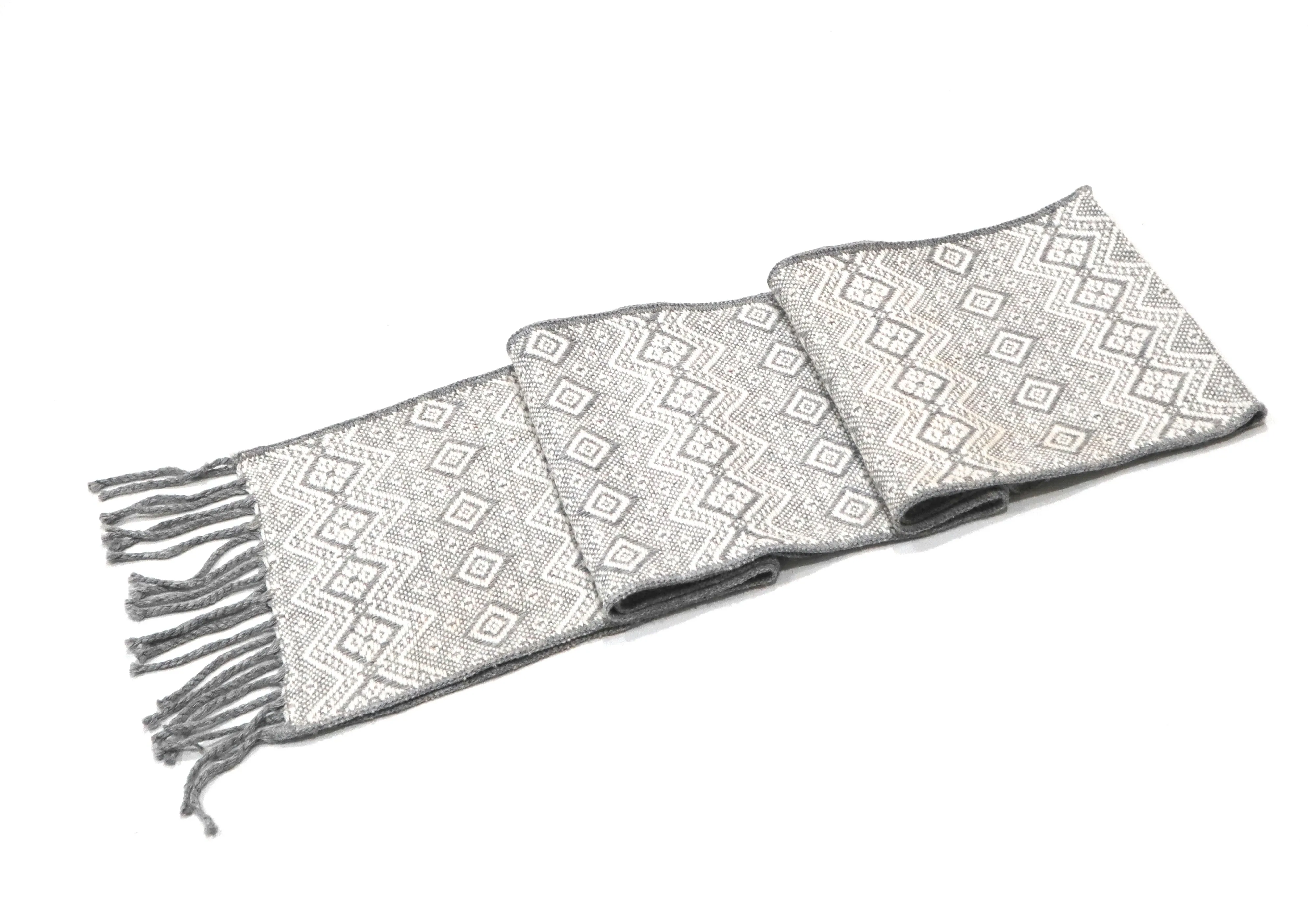 Alpaca Wool Blend Scarf Authentic Peruvian Natural Fiber Wool 60"L x 8"W. Light Gray UNISEX.