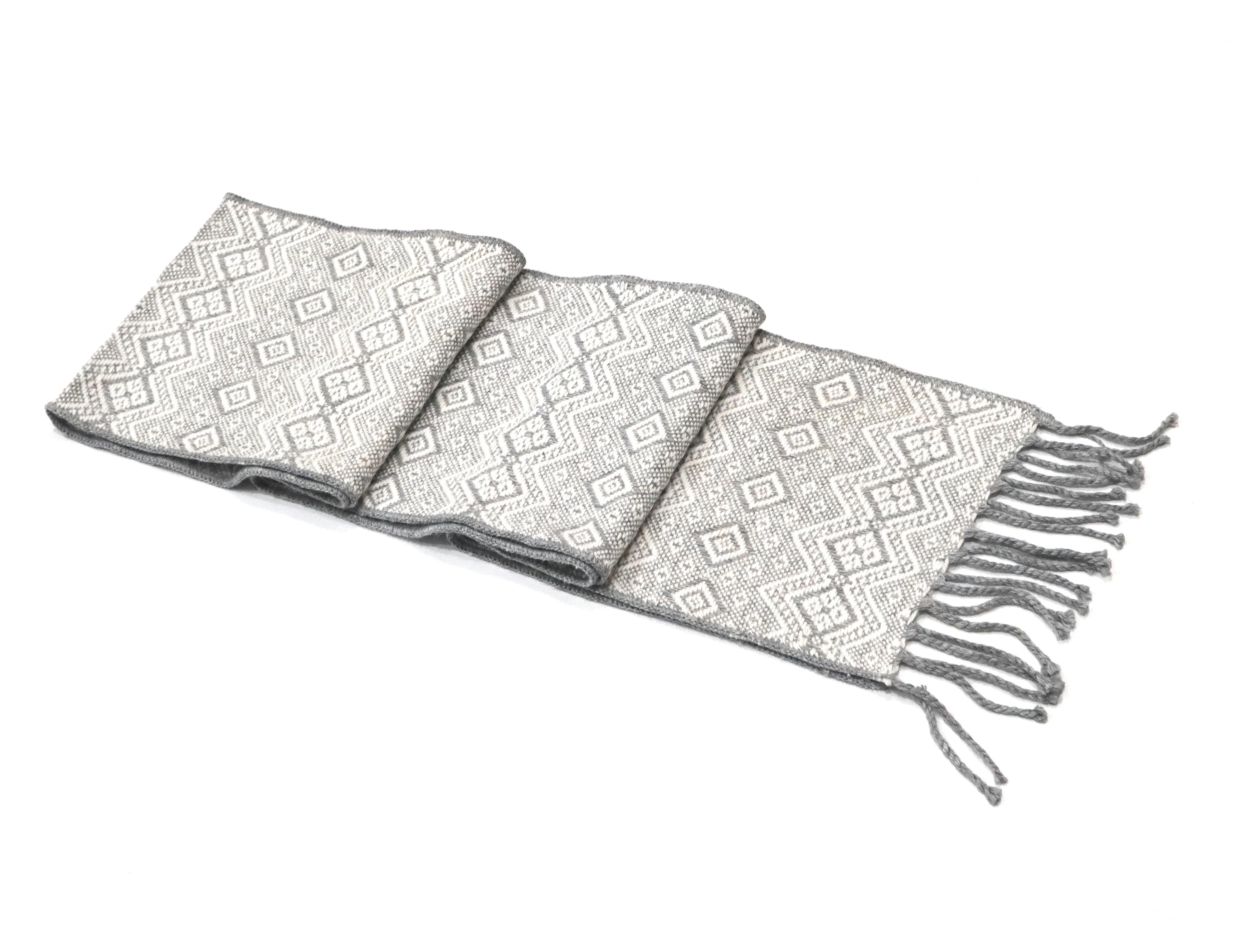 Alpaca Wool Blend Scarf Authentic Peruvian Natural Fiber Wool 60"L x 8"W. Light Gray UNISEX.