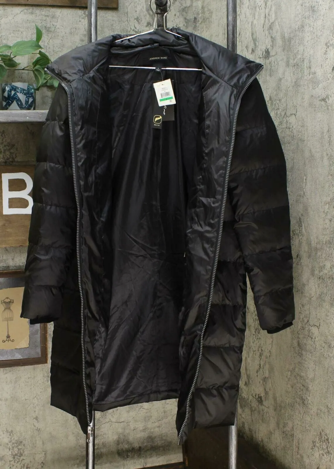 Andrew Marc Women's Renata Genuine Down & Feather Fill Puffer Jacket Black Large