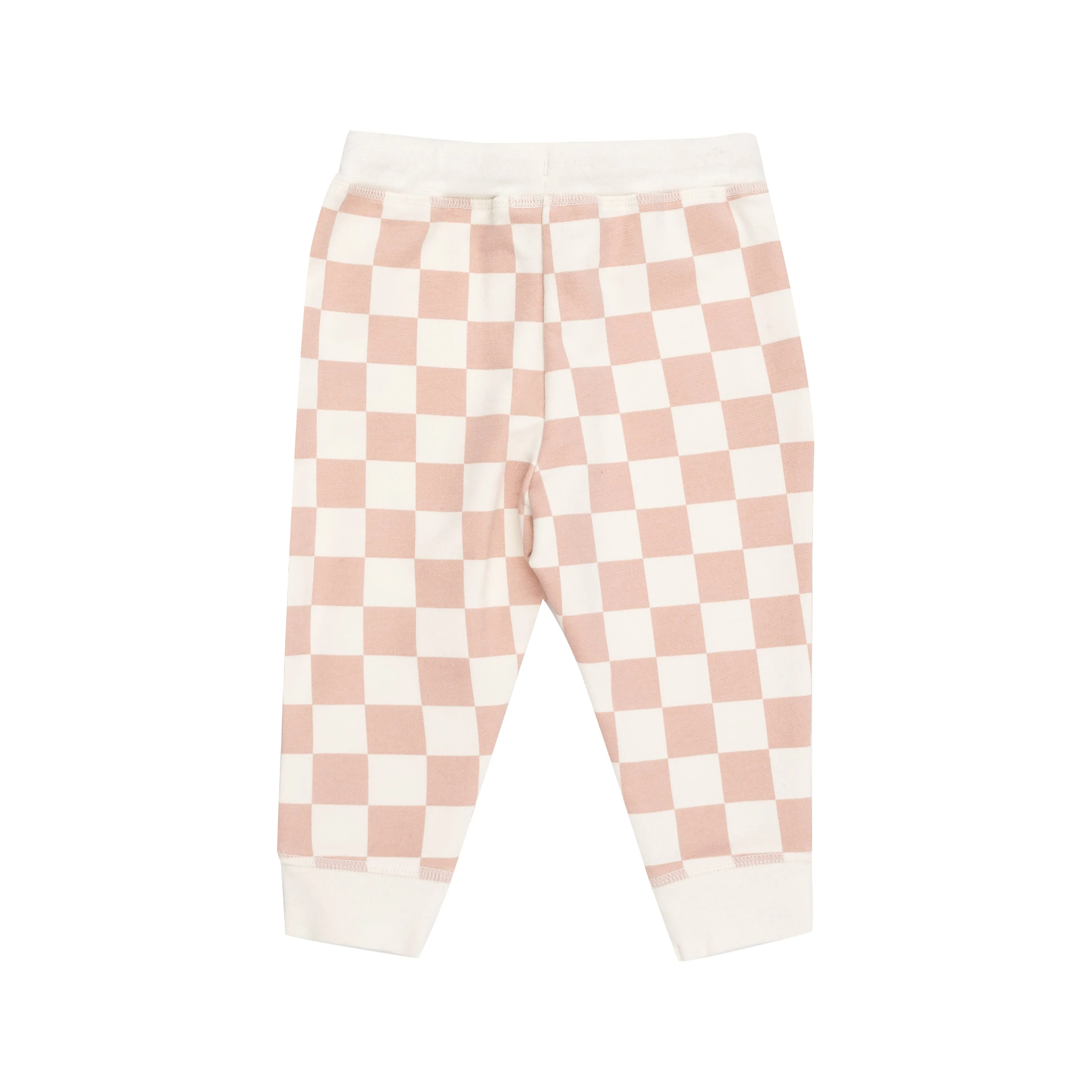 Angel Dear French Terry Ruffle Patch Sweatshirt & Jogger Set - Checkerboard Pink