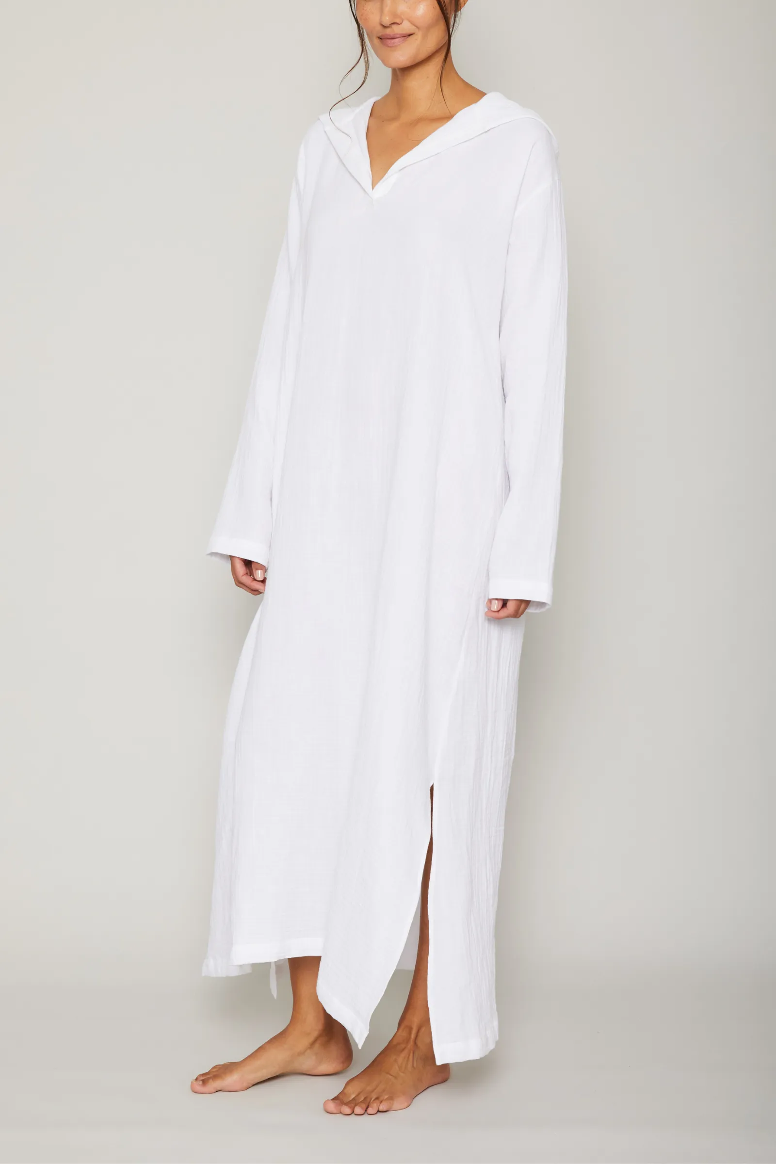 Angel Long Hoodie Coverup - White