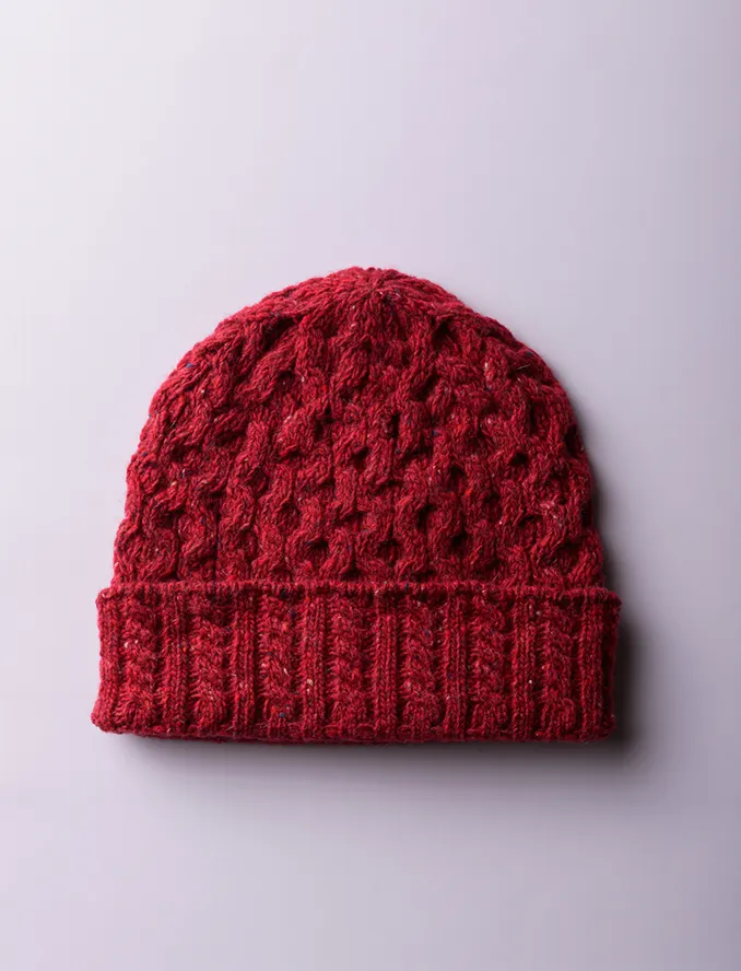 Aran Sweater Market Women's Wool Cashmere Aran Honeycomb Hat