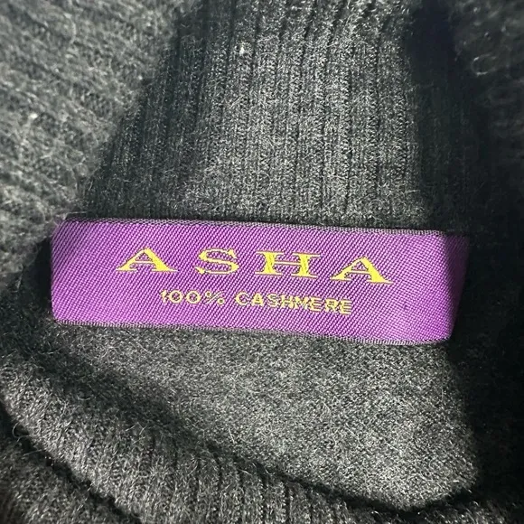 Asha Sweater Womens Small Grey Cashmere Long Sleeve Minimalist Career Turtleneck