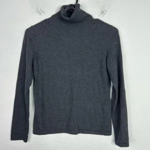 Asha Sweater Womens Small Grey Cashmere Long Sleeve Minimalist Career Turtleneck