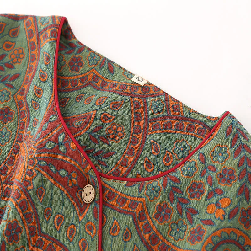 Athene™ - Vintage Jacquard Round Neck Loungewear Set - Timeless Elegance