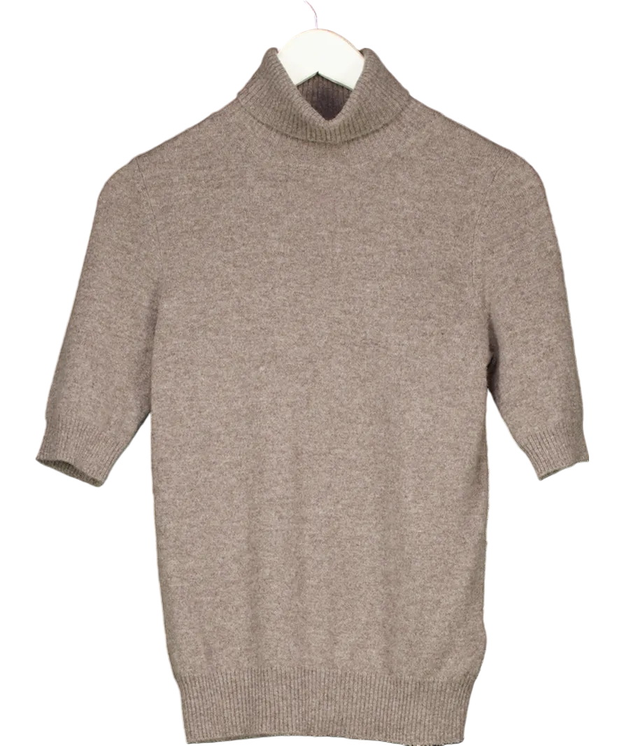 Autograph Brown Pure Cashmere Roll Neck Knitted Top UK 10