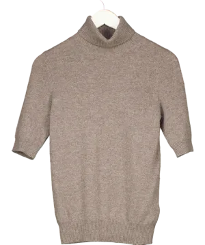 Autograph Brown Pure Cashmere Roll Neck Knitted Top UK 10