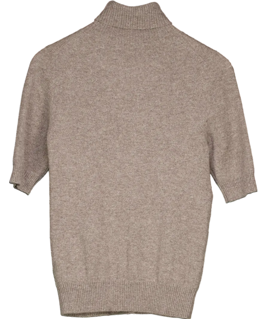 Autograph Brown Pure Cashmere Roll Neck Knitted Top UK 10