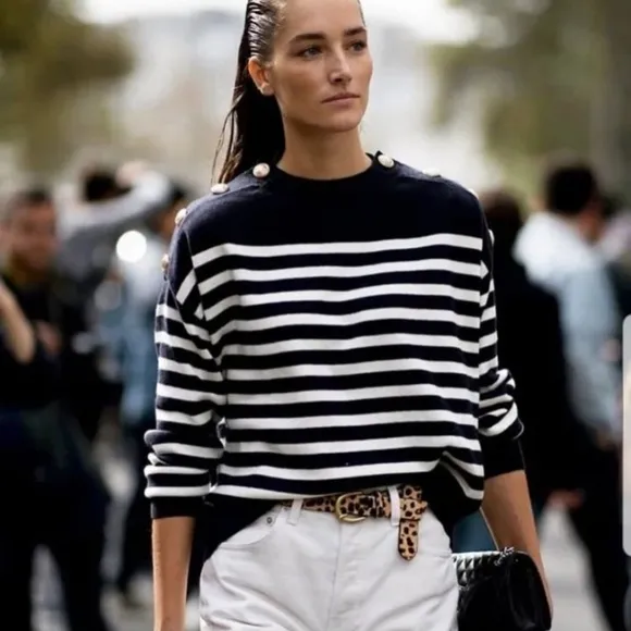 Autumn Cashmere stripe sweater 100% cashmere