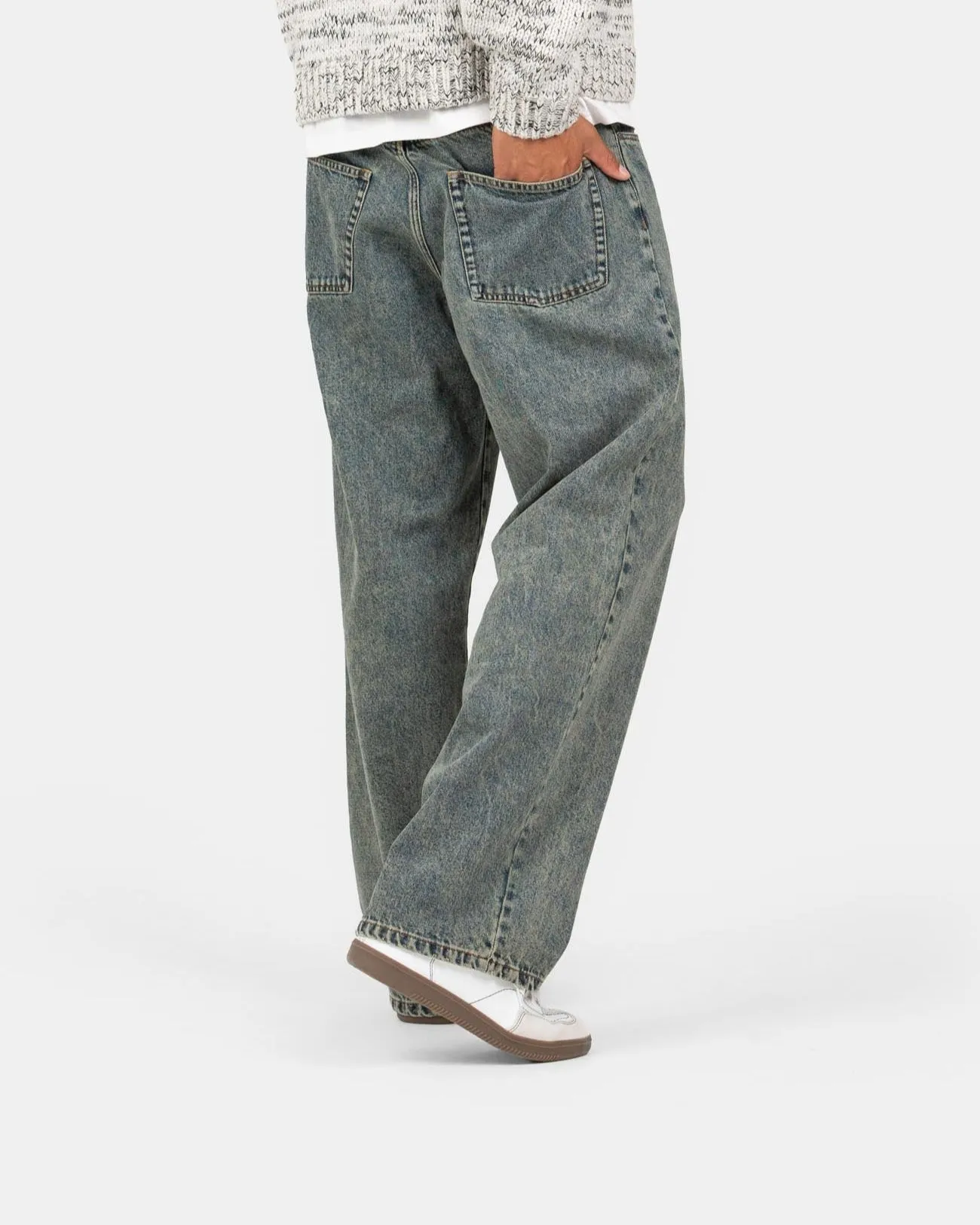 Baggy Denim Jeans Mid Blue Vintage Wash
