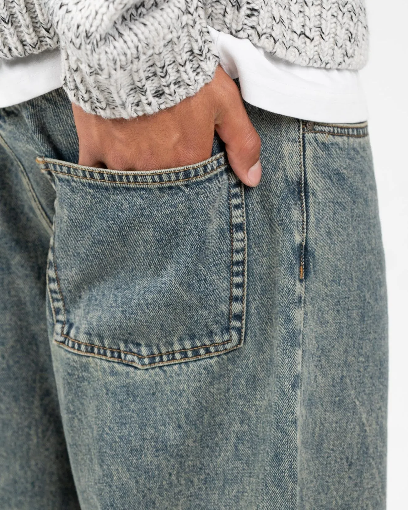 Baggy Denim Jeans Mid Blue Vintage Wash