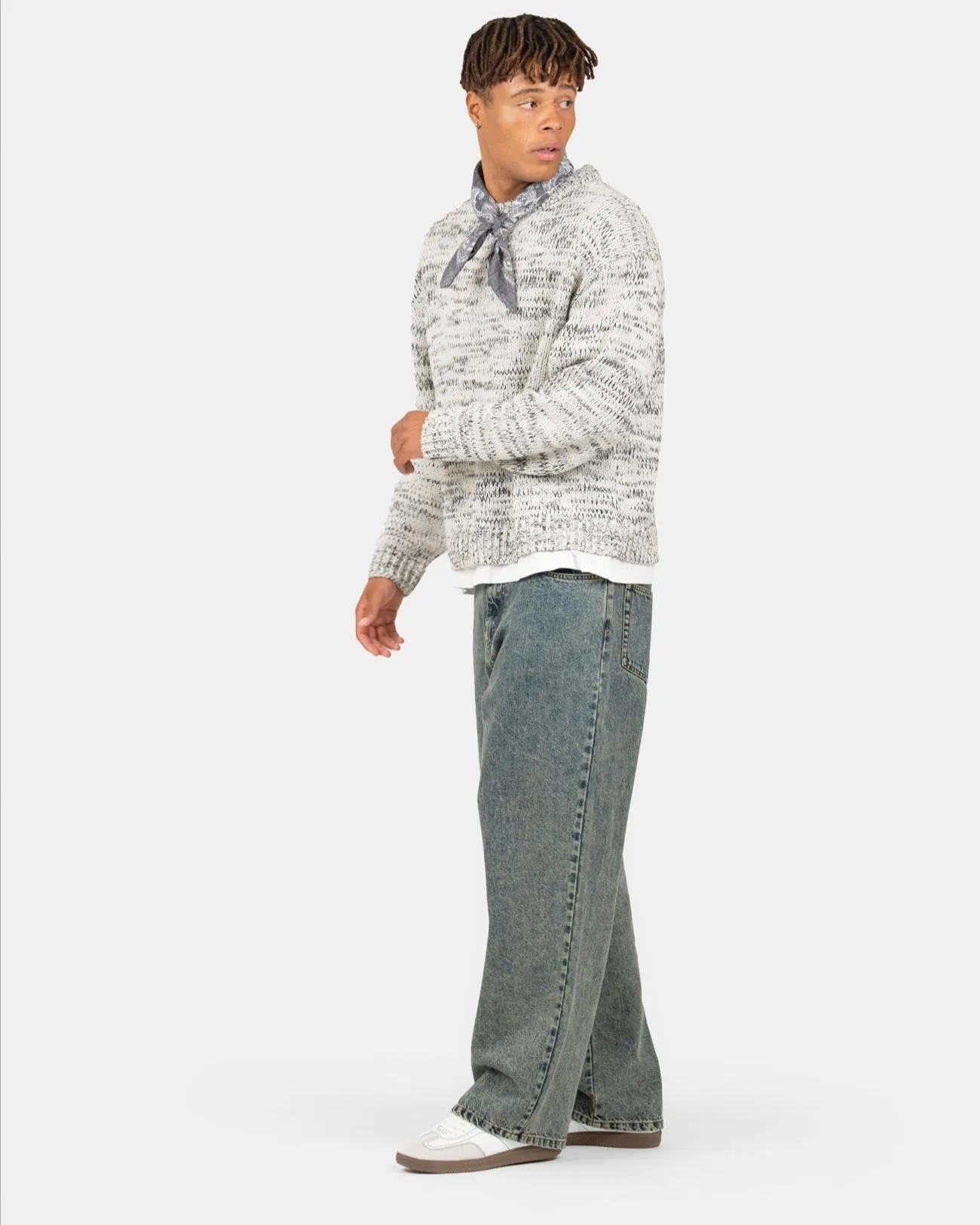 Baggy Denim Jeans Mid Blue Vintage Wash
