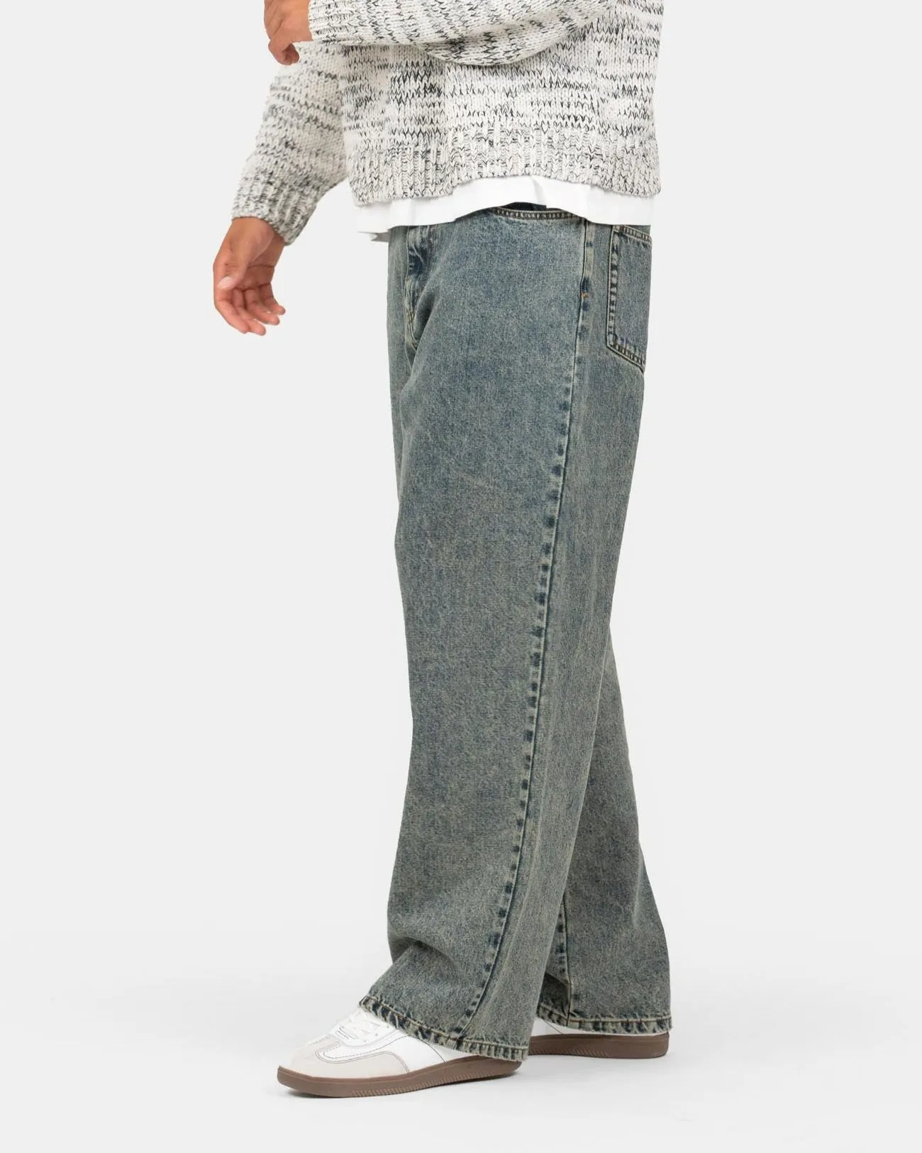 Baggy Denim Jeans Mid Blue Vintage Wash