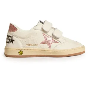 Ballstar White Peach Glitter Velcro Sneaker