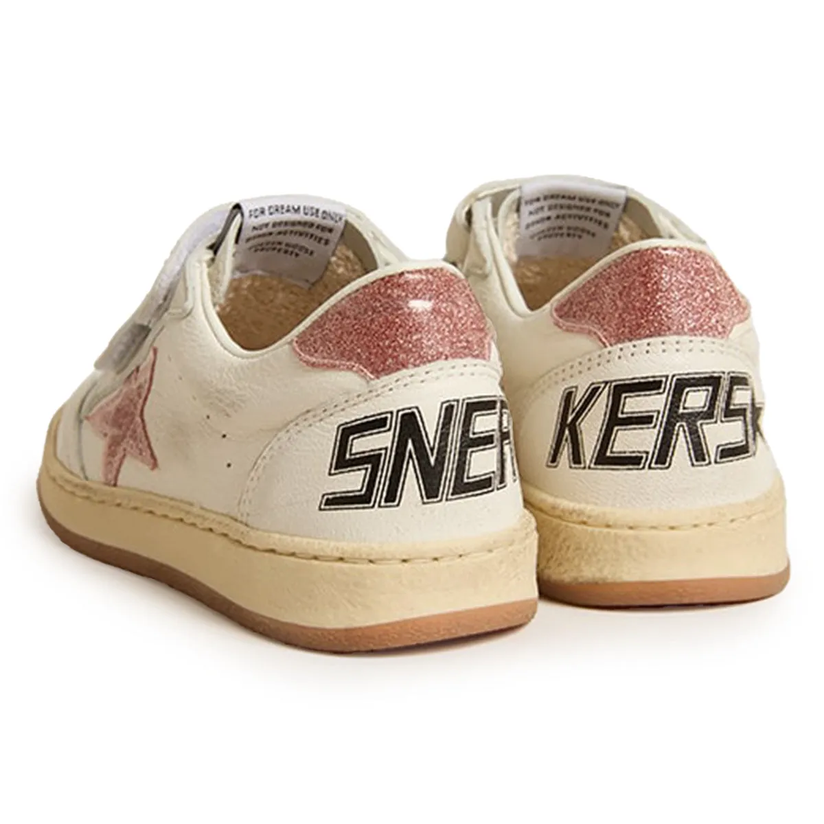 Ballstar White Peach Glitter Velcro Sneaker