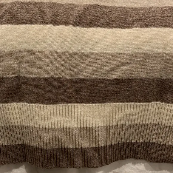 Banana Republic luxury cashmere blend tan striped long sleeve sweater buttons M