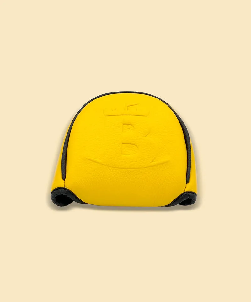 Baron Golf Leather Mallet Putter Cover made by Finest Calf Leather - Yellow