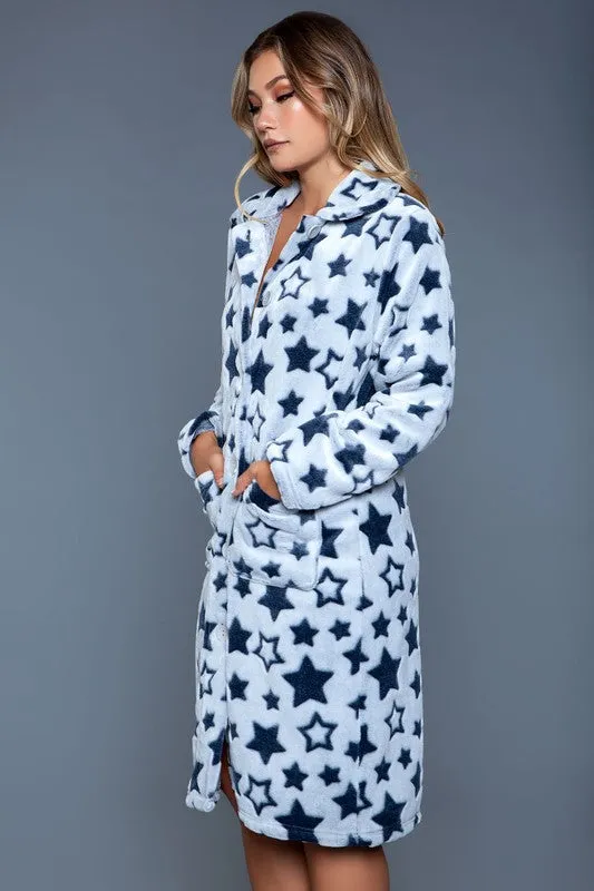 BE WICKED Starry Ultra Soft Fleece Robe