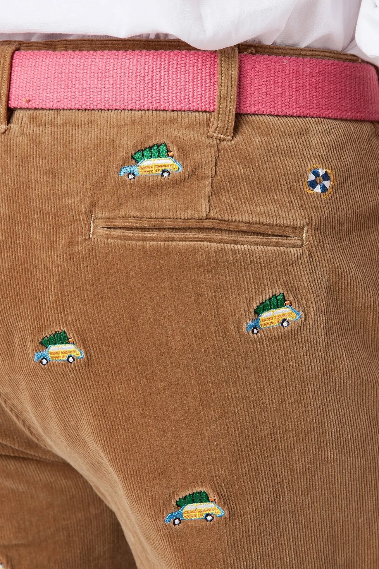 Beachcomber Cord Pant Khaki With Woody & Xmas Tree