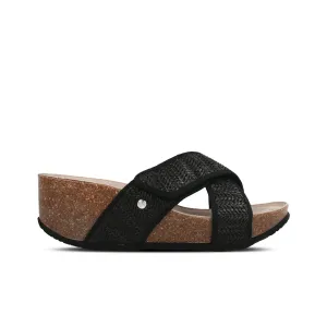 Benicasim Black Raffia Sandal